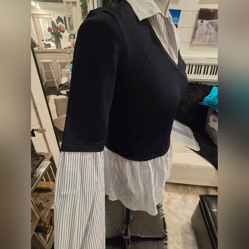White House Black Market Striped Blouse